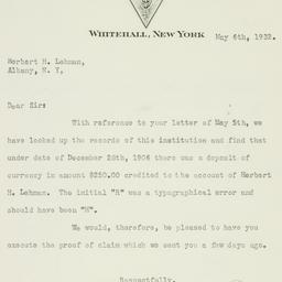 Letter: 1932 May 6