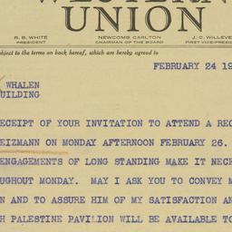 Telegram: 1940 February 24