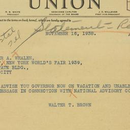 Telegram: 1938 November 16