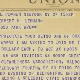 Telegram: 1947 January 27