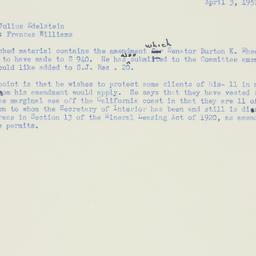 Memorandum: 1951 April 3