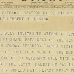 Telegram: 1940 February 24