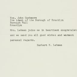 Telegram: 1957 November 6
