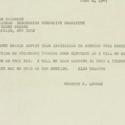 Telegram: 1947 June 8