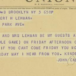 Telegram: 1949 October 3