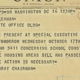 Telegram: 1951 October 16