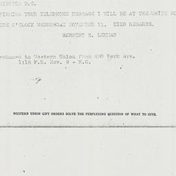 Telegram: 1942 November 9