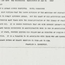 Telegram: 1943 January 31