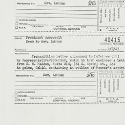 Memorandum: 1943 March 8