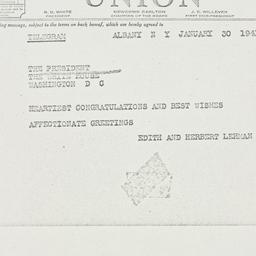 Telegram: 1941 January 30