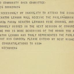 Telegram: 1956 December 10
