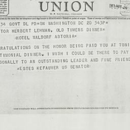 Telegram: 1953 March 20