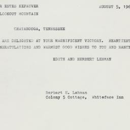 Telegram: 1960 August 5