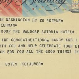 Telegram: 1958 March 28