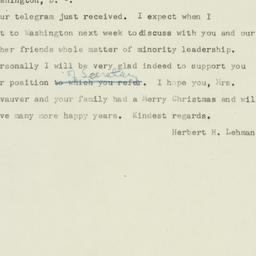 Telegram: 1952 December 26