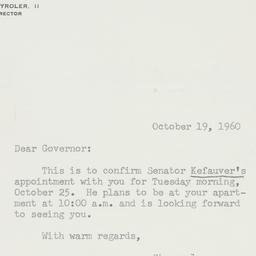 Letter: 1960 October 19