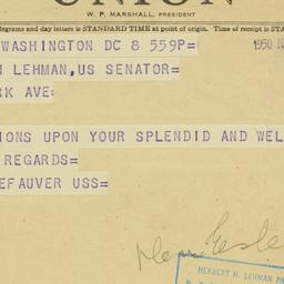 Telegram: 1950 November 8