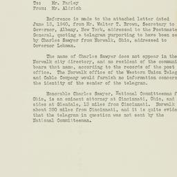 Memorandum: 1940 July 6
