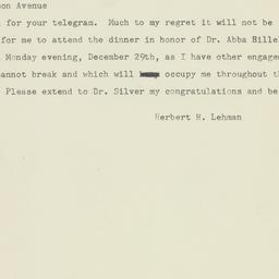 Telegram: 1947 December 17
