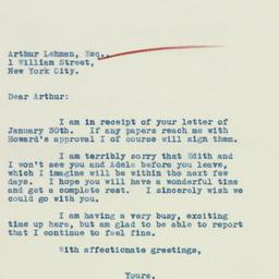 Letter: 1934 February 1