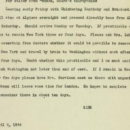 Telegram: 1944 April 4