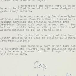 Memorandum: 1949 December 1