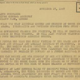 Telegram: 1947 November 27