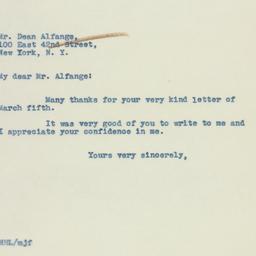 Letter: 1938 March 8