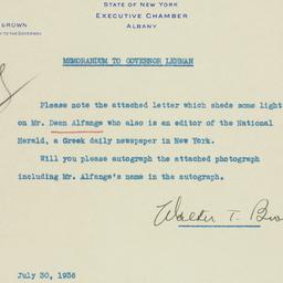 Memorandum: 1936 July 30