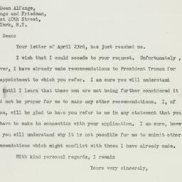 Letter: 1947 April 26
