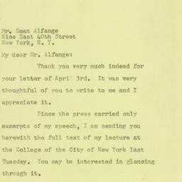 Letter: 1957 April 5