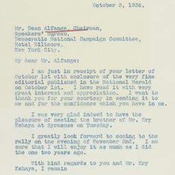 Letter: 1936 October 3