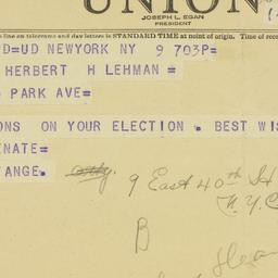 Telegram: 1949 November 9