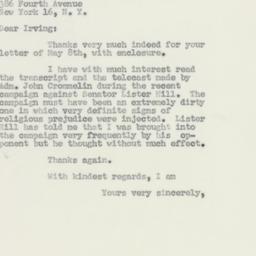 Letter: 1956 May 11