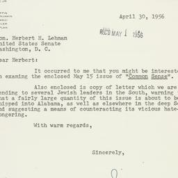 Letter: 1956 April 30
