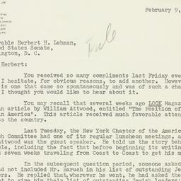 Letter: 1956 February 9