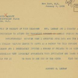 Telegram: 1938 January 9