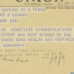 Telegram: 1950 November 8