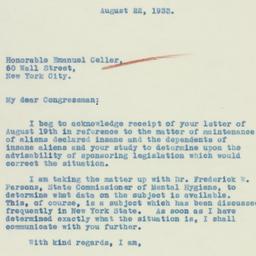 Letter: 1933 August 22