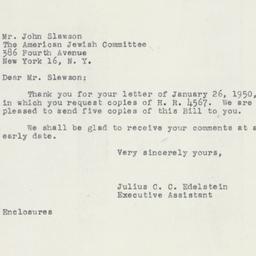 Letter: 1950 January 30