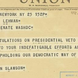 Telegram: 1952 June 25