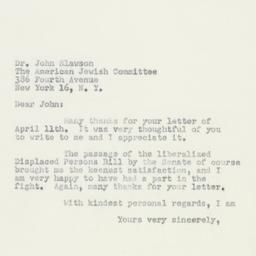 Letter: 1950 April 19