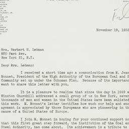Letter: 1952 November 19