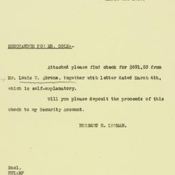 Memorandum: 1926 March 5