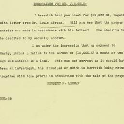 Memorandum: 1926 January 21