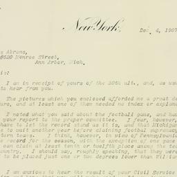 Letter: 1907 December 4