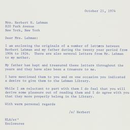 Letter: 1974 October 21
