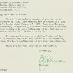 Letter: 1950 February 18