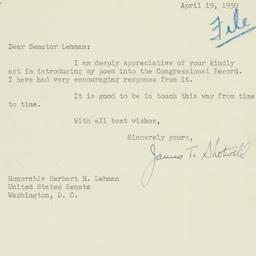 Letter: 1950 April 19