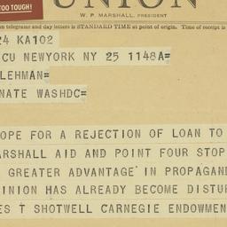 Telegram: 1950 August 25